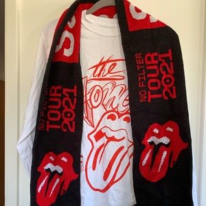 Rolling Stones tour merch t shirt and scarf